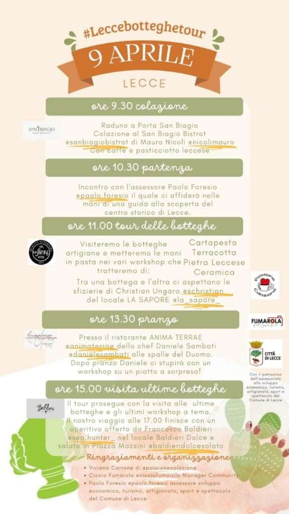 30 influencer, fotografi e giornalisti coinvolti in un educational tour alla scoperta del centro storico di Lecce e le sue botteghe artigiane